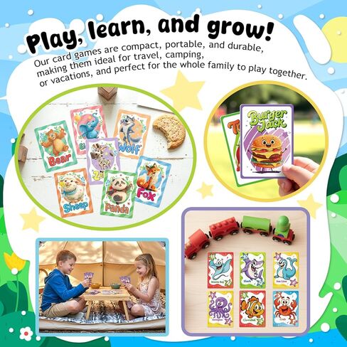 ألعاب الورق للأطفال: Go Fish، وOld Maid، وSlap Jack، وMemory Match - 4 مجموعات في حزمة واحدة. ألعاب ورق كلاسيكية للأطفال لقضاء أمسية عائلية، مثالية للأطفال الصغار والأطفال in Kuwait