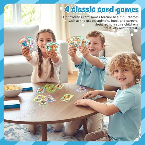 ألعاب الورق للأطفال: Go Fish، وOld Maid، وSlap Jack، وMemory Match - 4 مجموعات في حزمة واحدة. ألعاب ورق كلاسيكية للأطفال لقضاء أمسية عائلية، مثالية للأطفال الصغار والأطفال in Kuwait
