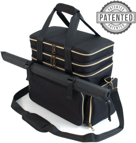 BoardGame، حقيبة سفر للتخزين RPG - تناسب 44 منمنمة، 6-8 كتب، حامل خريطة المعركة، جيوب النرد والرموز - أسود in Kuwait