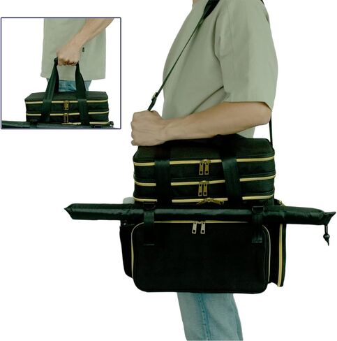 BoardGame، حقيبة سفر للتخزين RPG - تناسب 44 منمنمة، 6-8 كتب، حامل خريطة المعركة، جيوب النرد والرموز - أسود in Kuwait