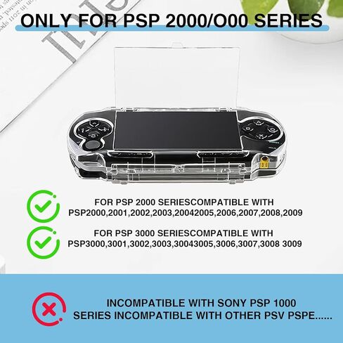 Transparent Hard Case for PSP 2000 3000, Clear Crystal Shell Cover with Screen Protector, Shockproof Protective Housing Replacement for PSP Slim Console, Gaming Collector Display in Saudi Arabia