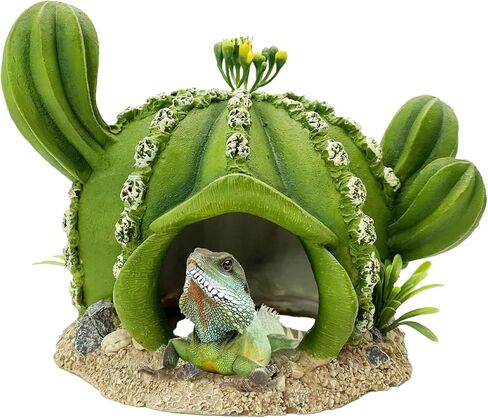 kathson Reptile Tank Decor Lizard Hide and Cave Plants Terrarium Decorations Resin Cactus Desert Aquarium Tank Habitat Accessories for Bearded Dragon Chameleon Leopard Gecko Snake Fish (Cactus) in Saudi Arabia