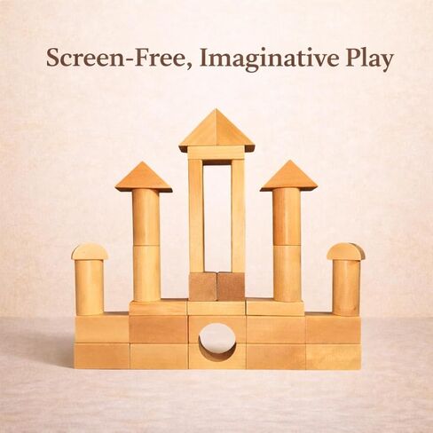 مجموعة مكعبات بناء خشبية كاملة من MOD مكونة من 100 قطعة - تشتمل على غطاء شديد التحمل لفرز الأشكال ودلو تخزين ومكعبات خشبية، لعبة تعليمية خالية من الشاشة للأطفال الصغار من سن 1 2 3 in Kuwait