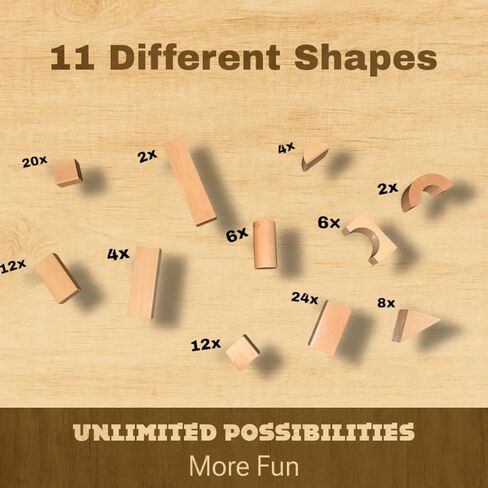 مجموعة مكعبات بناء خشبية كاملة من MOD مكونة من 100 قطعة - تشتمل على غطاء شديد التحمل لفرز الأشكال ودلو تخزين ومكعبات خشبية، لعبة تعليمية خالية من الشاشة للأطفال الصغار من سن 1 2 3 in Kuwait