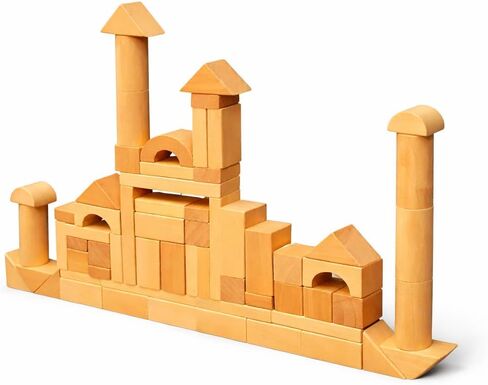 مجموعة مكعبات بناء خشبية كاملة من MOD مكونة من 100 قطعة - تشتمل على غطاء شديد التحمل لفرز الأشكال ودلو تخزين ومكعبات خشبية، لعبة تعليمية خالية من الشاشة للأطفال الصغار من سن 1 2 3 in Kuwait