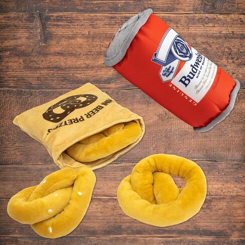 تصميم LAB, Inc. لعبة كلب بدويايزر بيرة | مجموعة ألعاب الكلب من Suds & Snack Pack | بدويايزر بيرة يمكن لعبة وتعشيش البريتزل للكلاب | ألعاب تفاعلية للمضغ والجلب والمرح in Kuwait