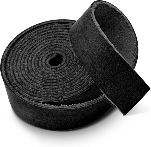 Genuine Full Grain Leather Strip, 1 Inch Wide x 79 Inches Long, 2.2mm Thick Oil Tanned Cowhide Leather Strap for DIY Craft Projects, Tooling, Belts, Knife Sheath, Gardening Tools – Black in Saudi Arabia
