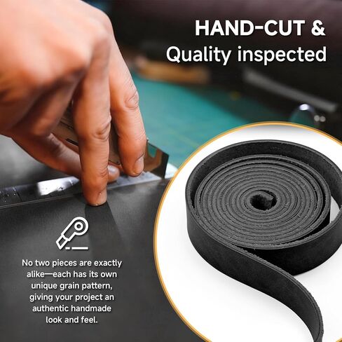 Genuine Full Grain Leather Strip, 1 Inch Wide x 79 Inches Long, 2.2mm Thick Oil Tanned Cowhide Leather Strap for DIY Craft Projects, Tooling, Belts, Knife Sheath, Gardening Tools – Black in Saudi Arabia
