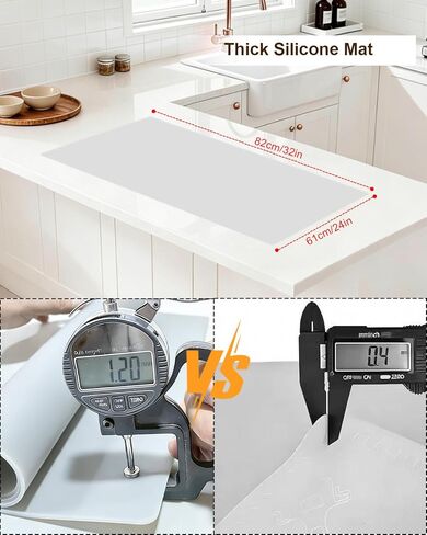 Silicone Mats for Crafts, 28" x 20"x1.3MM Large Silicone Mat,Silicone Mats for Kitchen Counter,Craft Mat, Nonskid Heat Resistant Desk Saver Pad, Multipurpose Mat, Placemat, Grey in Saudi Arabia