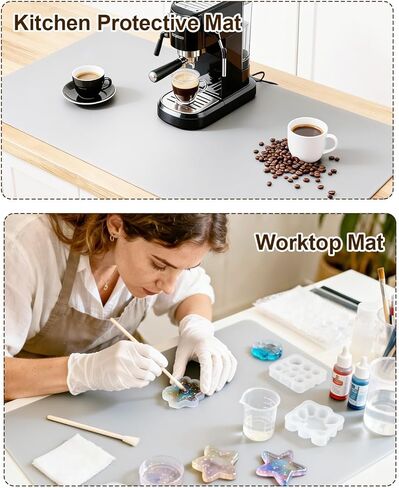 Silicone Mats for Crafts, 28" x 20"x1.3MM Large Silicone Mat,Silicone Mats for Kitchen Counter,Craft Mat, Nonskid Heat Resistant Desk Saver Pad, Multipurpose Mat, Placemat, Grey in Saudi Arabia