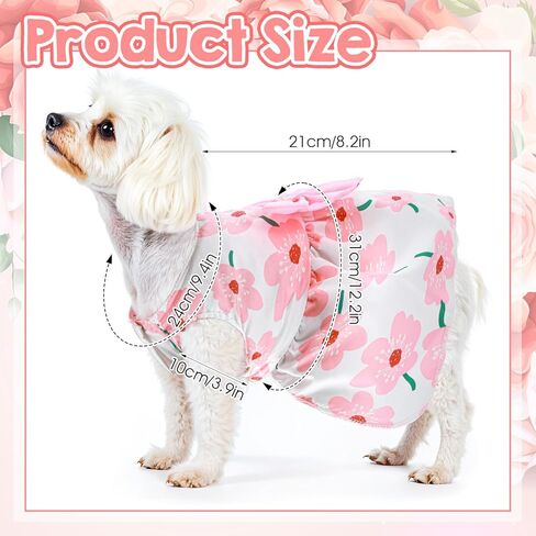Dog Floral Dress, Cute Dog Dresses with Pink Bow, Pet Princess Dresses, Pink Floral Dogs Cat Clothes, Spring Summer Pet Clothes for Chihuahua, Yorkie, Puppy and Small Cats (XS Size) in Saudi Arabia