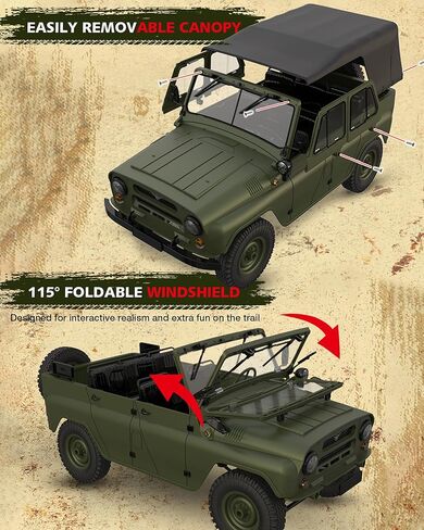 ARRIS 1/12 RC Crawler، WPL C94 UAZ-469 Scale RC Rock Crawler 4x4 2.4 جيجا هرتز RTF شاحنة للطرق الوعرة، شاحنة عسكرية RC 4WD مع هدية درجة هواية التوجيه المتناسبة للبالغين in Kuwait