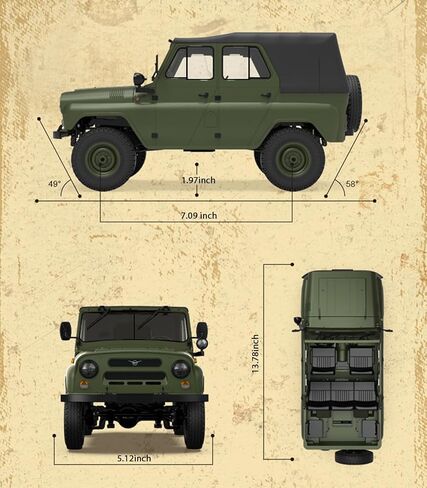 ARRIS 1/12 RC Crawler، WPL C94 UAZ-469 Scale RC Rock Crawler 4x4 2.4 جيجا هرتز RTF شاحنة للطرق الوعرة، شاحنة عسكرية RC 4WD مع هدية درجة هواية التوجيه المتناسبة للبالغين in Kuwait