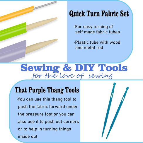 YEQIN 8pcs Quick Turn Fabric & That Purple Thang Sewing Tools Set - Assorted Sizes Tube Turners & That Purple Thang Tools for Sewing Craft DIY Projects Tools in Kuwait