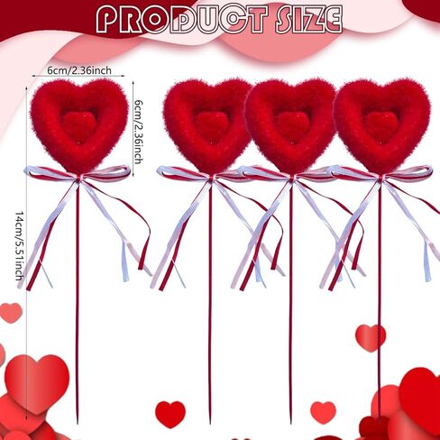 6 Pcs Valentine's Day Glitter Red Puffy Heart Picks Foam Love Stems Sparkly Heart Shaped Sticks for Valentine Wedding Party Flower Bouquet Floral Arrangement Home Decorations in Saudi Arabia