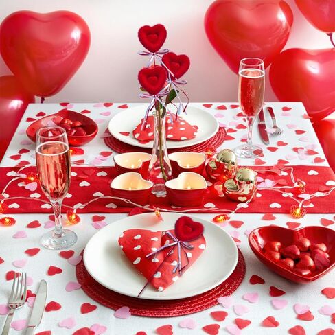 6 Pcs Valentine's Day Glitter Red Puffy Heart Picks Foam Love Stems Sparkly Heart Shaped Sticks for Valentine Wedding Party Flower Bouquet Floral Arrangement Home Decorations in Saudi Arabia