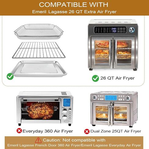 مجموعة استبدال مقلاة الهواء مكونة من 5 قطع لـ Emeril Lagasse 26QT، تتضمن مقلاة خبز غير لاصقة وسلة ورف مقلاة هوائية و2 سجادة و100 ورقة رق، ومجموعة أدوات خبز من الفولاذ المقاوم للصدأ in Kuwait