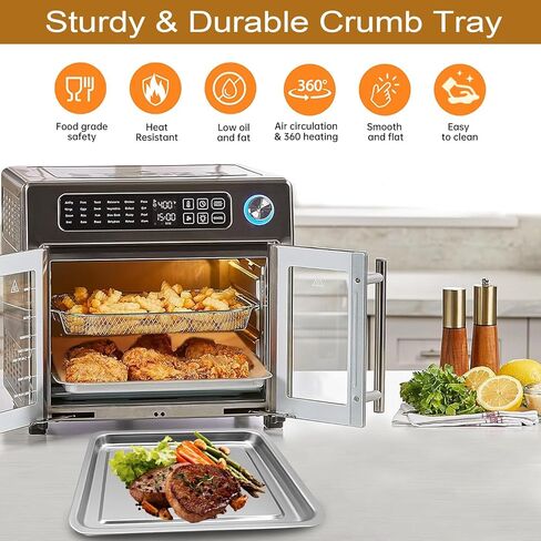 مجموعة استبدال مقلاة الهواء مكونة من 5 قطع لـ Emeril Lagasse 26QT، تتضمن مقلاة خبز غير لاصقة وسلة ورف مقلاة هوائية و2 سجادة و100 ورقة رق، ومجموعة أدوات خبز من الفولاذ المقاوم للصدأ in Kuwait