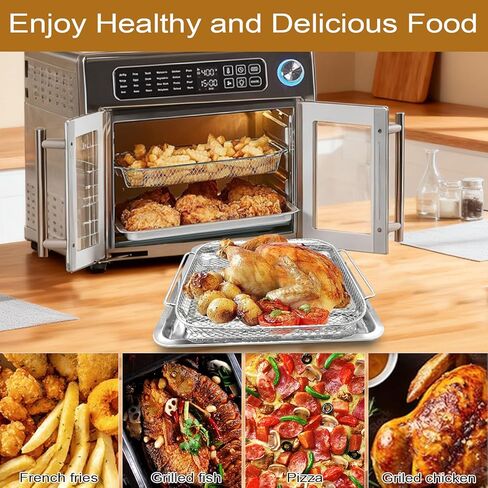 مجموعة استبدال مقلاة الهواء مكونة من 5 قطع لـ Emeril Lagasse 26QT، تتضمن مقلاة خبز غير لاصقة وسلة ورف مقلاة هوائية و2 سجادة و100 ورقة رق، ومجموعة أدوات خبز من الفولاذ المقاوم للصدأ in Kuwait