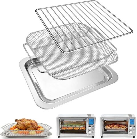 مجموعة استبدال مقلاة الهواء مكونة من 5 قطع لـ Emeril Lagasse 26QT، تتضمن مقلاة خبز غير لاصقة وسلة ورف مقلاة هوائية و2 سجادة و100 ورقة رق، ومجموعة أدوات خبز من الفولاذ المقاوم للصدأ in Kuwait