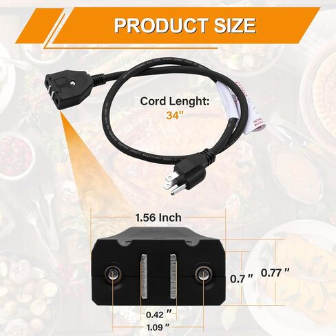 Break-Away Magnet Power Cord Replacement for Masterbuilt 10 Liter XL Electric Fryer, Breakaway Safety Deep Fryer Cord Parts & Accessories for Masterbuilt 10L Turkey Fryers MB20012420, MB20010326 in Kuwait