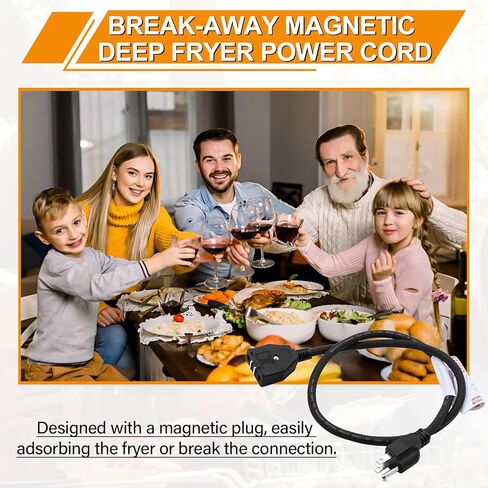 Break-Away Magnet Power Cord Replacement for Masterbuilt 10 Liter XL Electric Fryer, Breakaway Safety Deep Fryer Cord Parts & Accessories for Masterbuilt 10L Turkey Fryers MB20012420, MB20010326 in Kuwait