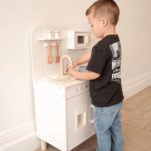 Play Kitchen for Kids Toddlers, Wooden Play Kitchen Set Toy with Running Water Sink, Spatula, Spoon and Pan Set, Toys Kitchen Gift for 3+ Year Old Kids, Girls & Boys in Saudi Arabia