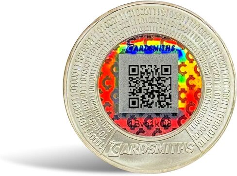 Cardsmiths رمز التخزين البارد المطلي بالفضة مقاس 39 مم من Bitcoin المادي | حماية تشفير سهلة الاستخدام دون اتصال بالإنترنت in Kuwait