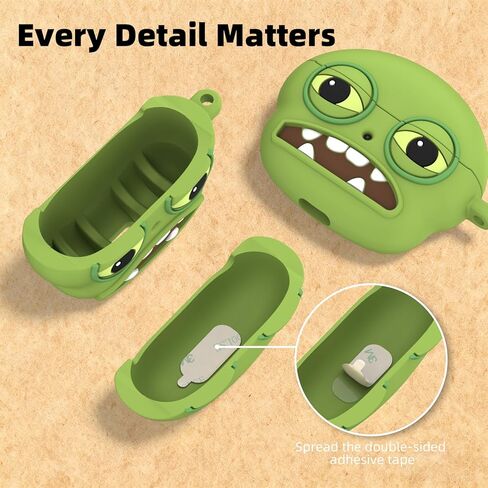 حافظة حماية مضحكة من OAJ لهاتف SHOKZ OpenDots ONE حافظة ثلاثية الأبعاد قبيحة كرتونية، غطاء حافظة من السيليكون الناعم مع سلسلة مفاتيح وحبل (أخضر) in Kuwait