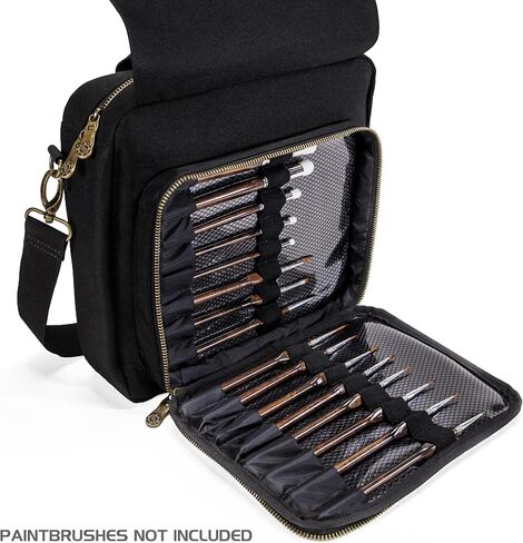 ENHANCE Miniature Paint Carrying Case - Painting Case with Slots for 60 Paints, 16 Paint Brushes - Paint Organizer Case with Gallery Display for Paints, Removable Paint Pad, Wrist Strap in Saudi Arabia
