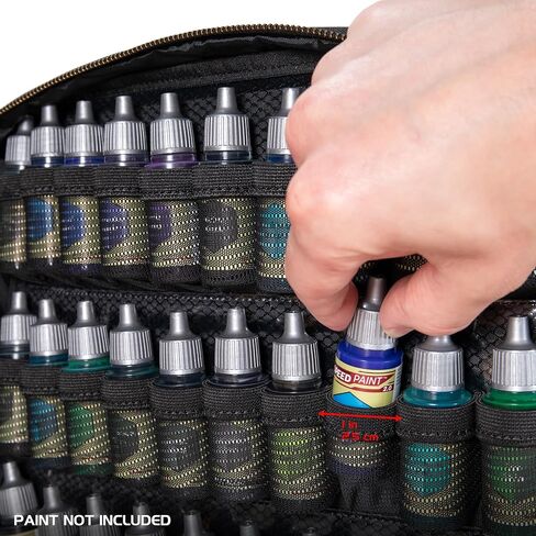 ENHANCE Miniature Paint Carrying Case - Painting Case with Slots for 60 Paints, 16 Paint Brushes - Paint Organizer Case with Gallery Display for Paints, Removable Paint Pad, Wrist Strap in Saudi Arabia