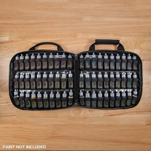 ENHANCE Miniature Paint Carrying Case - Painting Case with Slots for 60 Paints, 16 Paint Brushes - Paint Organizer Case with Gallery Display for Paints, Removable Paint Pad, Wrist Strap in Saudi Arabia