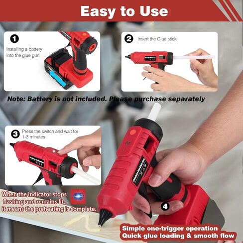 100w Cordless Hot Glue Gun Compatible with Milwaukee 18V Battery, Fast Preheating and Anti-drip Full Size Glue Gun with 20pcs Glue Sticks(11 x 150mm) for Crafts DIY Arts Home Repairs (No Battery) in Saudi Arabia