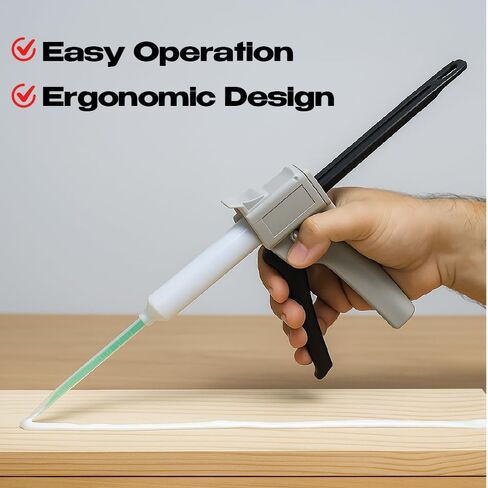 LAUCO Epoxy Gun Dual Cartridge 200 ml, Dual Cartridge Epoxy Gun, Manual Dual Cartridge Epoxy Gun for Panel Bonding Adhesive Applicator, Fillers, Structural Epoxy, Plastic Repair Adhesives (Gray) in Saudi Arabia