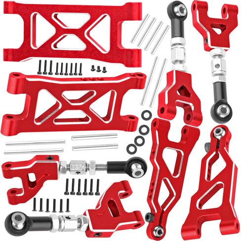 RC Suspension Arms Upgrades Parts for 1/16 Mojave Grom 223S DSC 4X4 RTR,1/16 Mojave Grom 4X4 RTR,Aluminum Front Rear Suspension A Arms Set Hops Up,Replace ARA330839+ARA330840,Red in Saudi Arabia