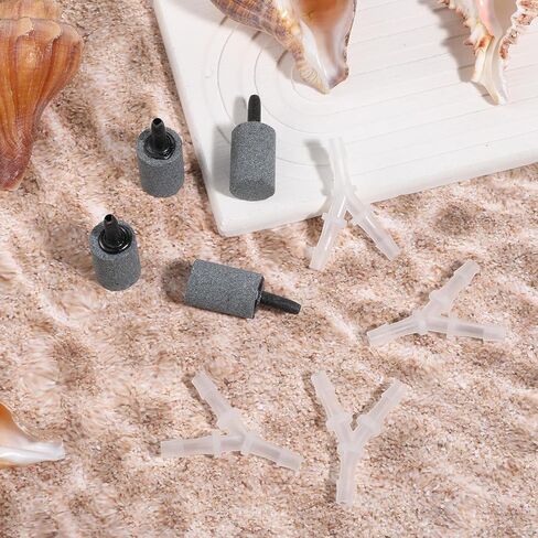 Aquarium Air Valve and Air Stones, Aquarium Airs Pump Connectors, 8 PCS Y-Shaped Plastic Tee Hose Pipe Splitters with Bubble Diffusers for Fish Tank Oxygenation in Kuwait