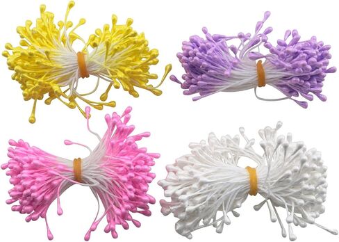 JCBIZ 600PCS Simulation Flower Wick Handmade Material 55mm DIY Chiffon Flower Material Artificial Stamen Kit for Christmas Scrapbooking Greeting Card Making Clothing Decoration in Saudi Arabia