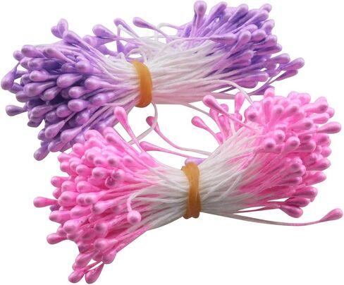 JCBIZ 600PCS Simulation Flower Wick Handmade Material 55mm DIY Chiffon Flower Material Artificial Stamen Kit for Christmas Scrapbooking Greeting Card Making Clothing Decoration in Saudi Arabia
