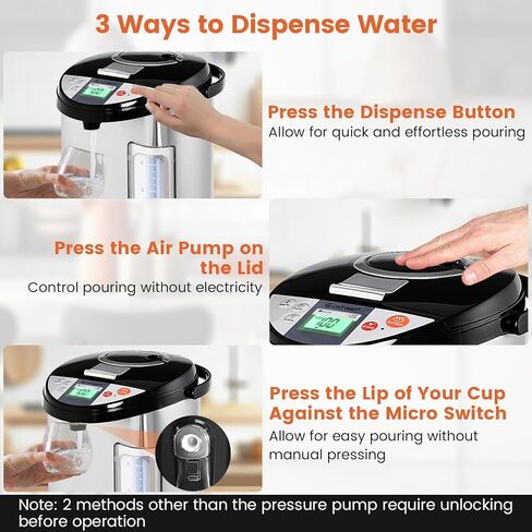 غلاية مياه وسخان من دورتالا، موزع مياه ساخن من الفولاذ المقاوم للصدأ سعة 5.28 لتر/5 لتر مع قفل أمان، إيقاف تلقائي وحماية من الحروق الجافة، 3 طرق للتوزيع، 5 إعدادات لدرجة الحرارة، تسخين فوري للشاي in Kuwait