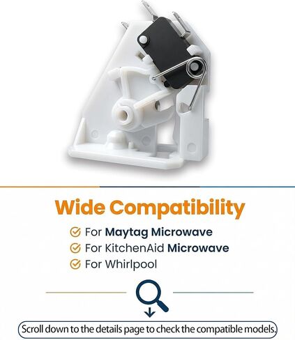 W11197766 Microwave Door Interlock Switch Assembly Fits for Whirlpool, Maytag, KitchenAid,Amana, Jenn-Air Etc,Replaces Part W11187757 Etc in Saudi Arabia