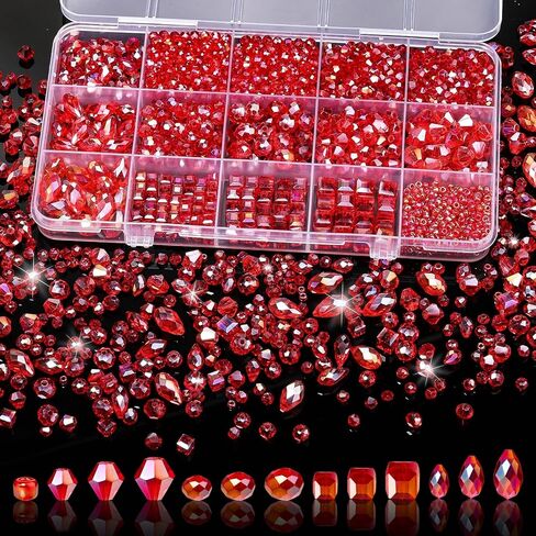 Song Xi 1500PCS Glass Beads for Jewelry Making, Assorted Faceted Crystal Beads Kit for Bracelet Earring Necklace, Horizontal Hole Crystal Teardrop for DIY Clear and Christmas Gift (AB White) ﻿ ﻿ in Saudi Arabia