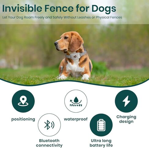 GPS Dog Collar with Wireless Electronic Boundary & Training – No Subscription Needed,Smart Waterproof trainable Fence, App-Controlled Safe Zone, Outdoor Fence for Pets System in Saudi Arabia