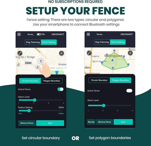 GPS Dog Collar with Wireless Electronic Boundary & Training – No Subscription Needed,Smart Waterproof trainable Fence, App-Controlled Safe Zone, Outdoor Fence for Pets System in Saudi Arabia