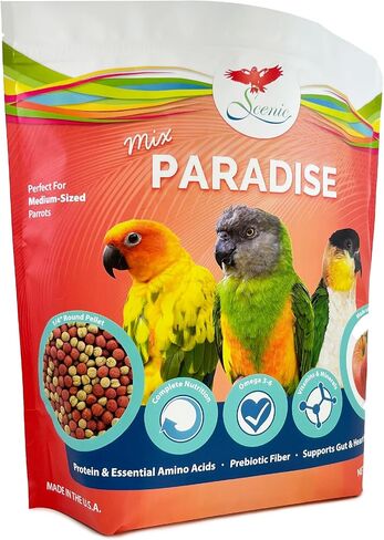 Scenic Mix Paradise Medium Parrot Food - 3.5 lb Bag - 1/4" Bird Pellets - Complete Nutrition for Sun Conures, Pionus, Senegals, Caiques & More in Saudi Arabia
