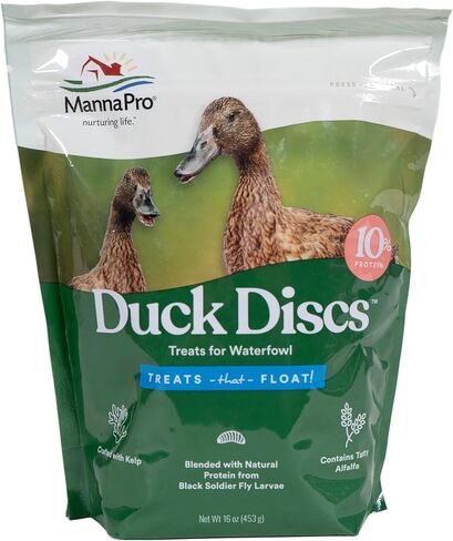 Manna Pro Duck Discs, Floating Duck Treats with 10% Protein, Made with Black Soldier Fly Larvae, Kelp & Alfalfa, Treats for Ducks & Waterfowl, 16 oz in Saudi Arabia