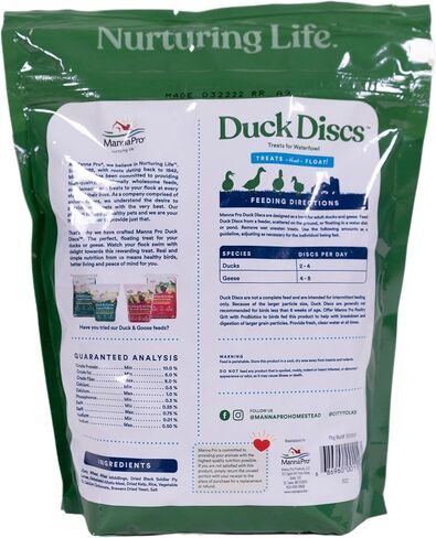 Manna Pro Duck Discs, Floating Duck Treats with 10% Protein, Made with Black Soldier Fly Larvae, Kelp & Alfalfa, Treats for Ducks & Waterfowl, 16 oz in Saudi Arabia