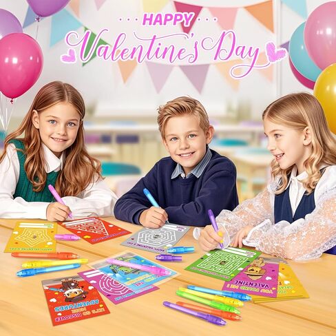 24 حزمة من بطاقات عيد الحب للأطفال مع أقلام حبر غير مرئية، بطاقات معايدة عيد الحب للأطفال في الفصول الدراسية المدرسية، تبادل هدايا عيد الحب، قلم تجسس سحري، جوائز لحفلات عيد الحب للفتيات والأولاد in Saudi Arabia