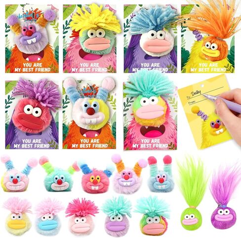24 Pack Valentines Day Gifts for Kids - Plush Keychains Bulk with Valentines Cards for Girls Boys, Cute Mini Animal Stuffed Toys for Class Classroom Exchange and School Party Favors in Saudi Arabia