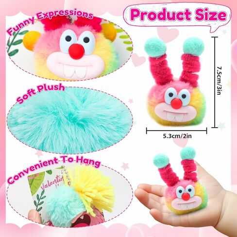 24 Pack Valentines Day Gifts for Kids - Plush Keychains Bulk with Valentines Cards for Girls Boys, Cute Mini Animal Stuffed Toys for Class Classroom Exchange and School Party Favors in Saudi Arabia