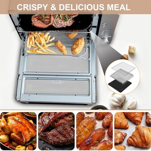 GCQ 3 IN 1 Smart Double Oven Basket for Ninja DCT401 DCT402 DCT451, 13''×12.6'' Steel Toaster Oven Dehydrator Cooling Rack Replacement Parts Accessories for Ninja DCT601 DCT651 Smart Oven in Saudi Arabia
